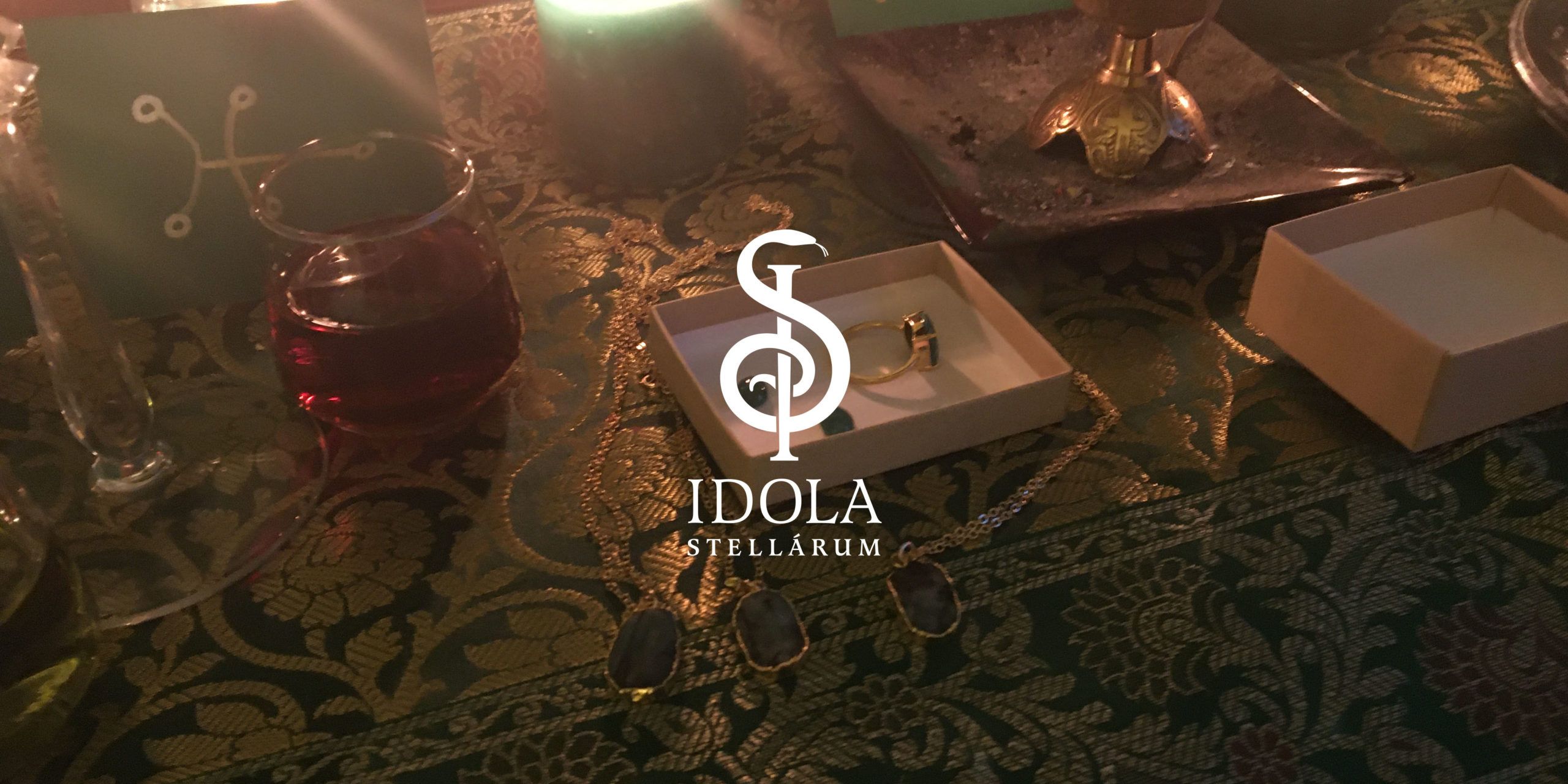 Close-up of talismanic jewelry created for the fixed star Spica
