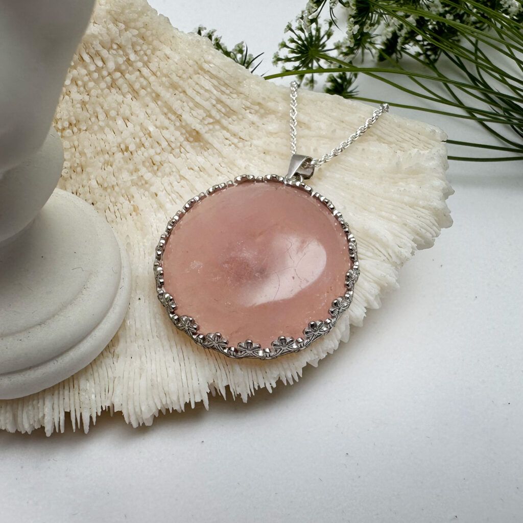 Venus in Taurus: Shelter - Sterling Silver Rose Quartz Pendant