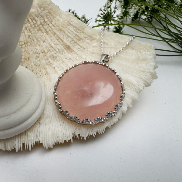 Venus in Taurus: Shelter - Sterling Silver Rose Quartz Pendant