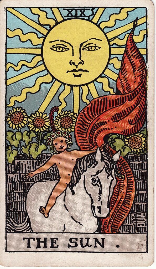 Image of The Sun card from the Waite-Smith Tarot deck