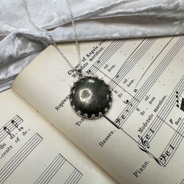 Moon in Taurus - Alertness & Grit: Pyrite & Mother of Pearl Pendants - Image 3