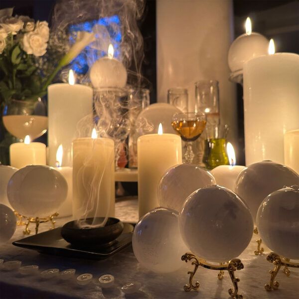 3rd Lunar Mansion: All Good Things - Moonstone Pendant & Selenite Orb Talismans - Image 7