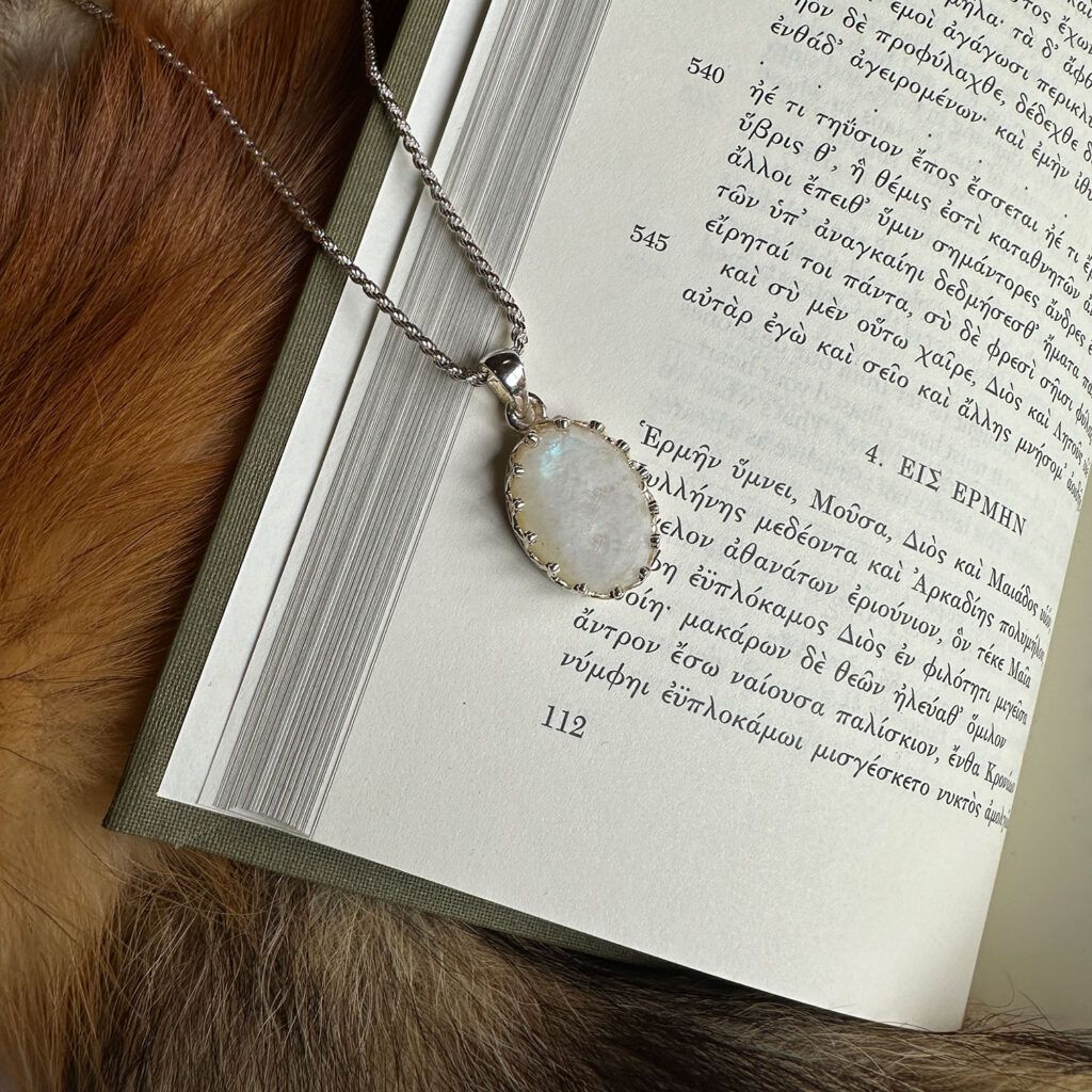 3rd Lunar Mansion: All Good Things - Moonstone Pendant & Selenite Orb Talismans