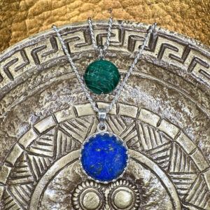 Perseus Constellation: Athena's Shield - Lapis Lazuli & Malachite Pendant Talismans
