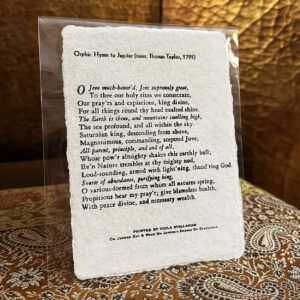 Orphic Hymn to Jupiter Devotional Letterpress Prints